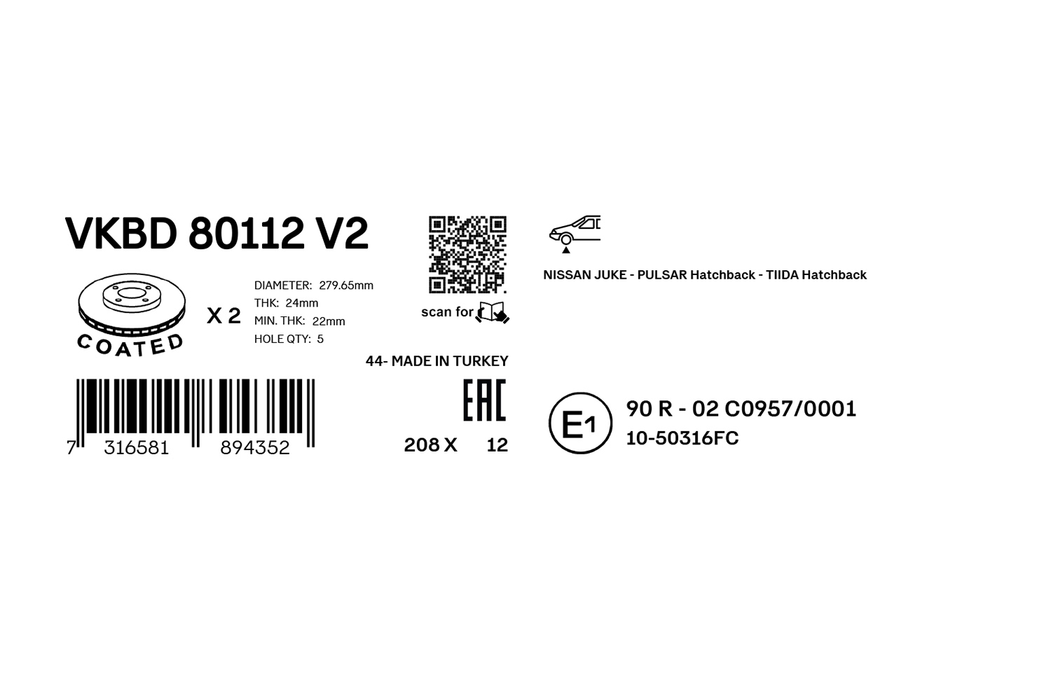 SKF Remschijf VKBD 80112 V2