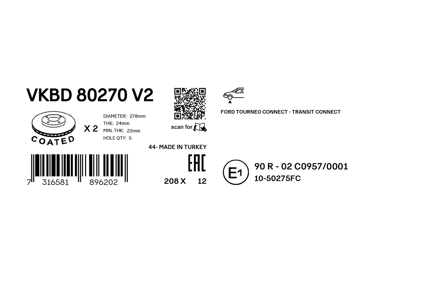 SKF Remschijf VKBD 80270 V2