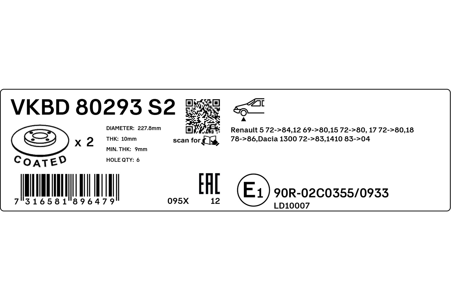 SKF Remschijven VKBD 80293 S2