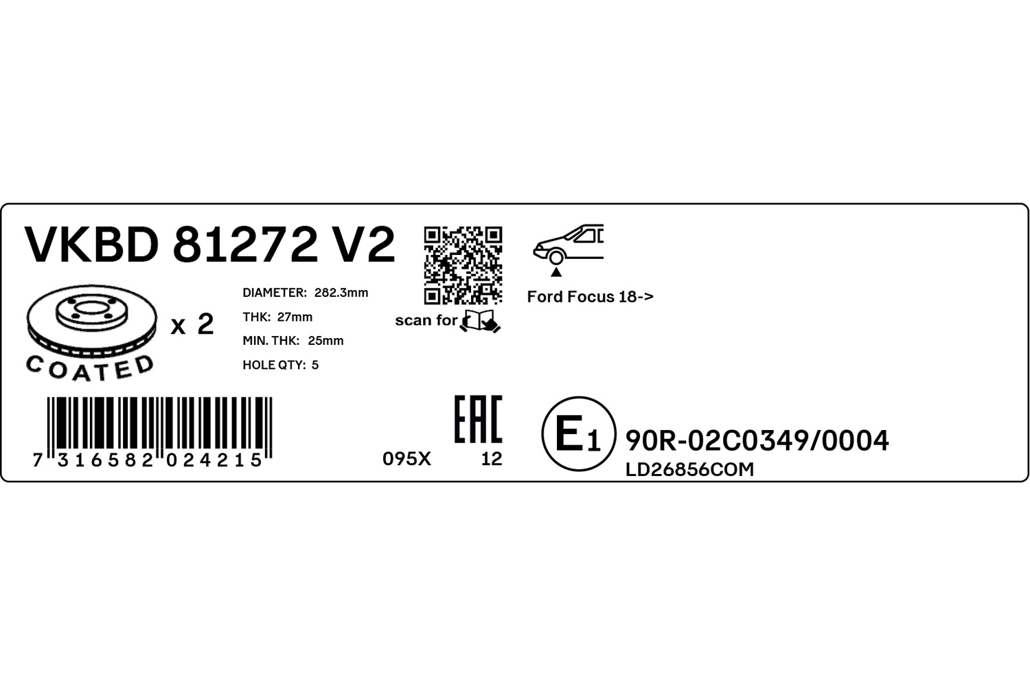 SKF Remschijf VKBD 81272 V2