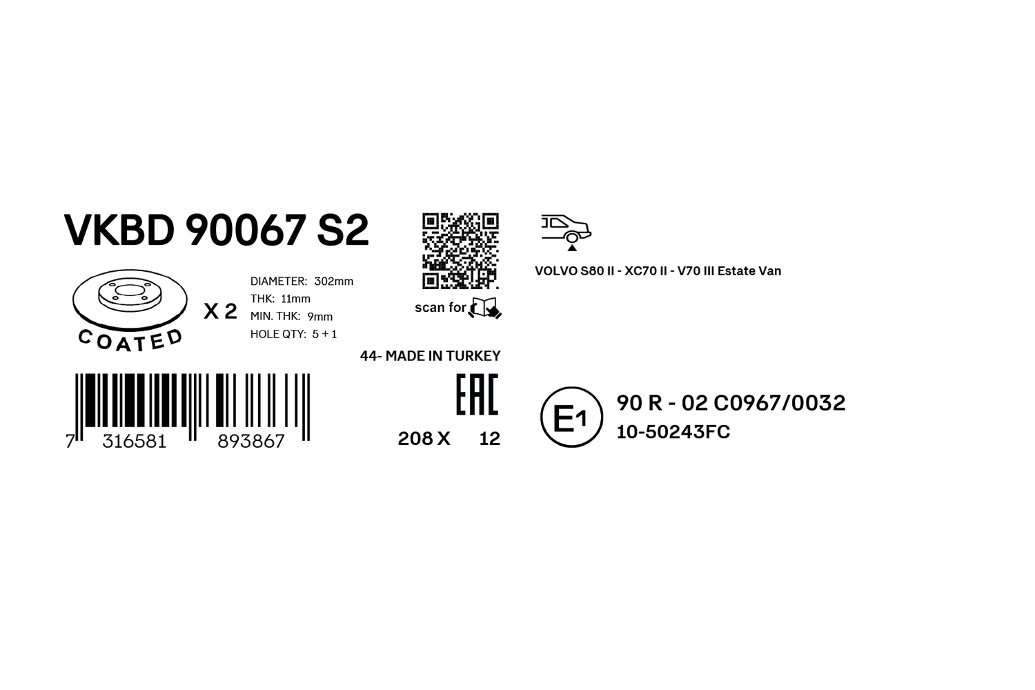 SKF Remschijf VKBD 90067 S2