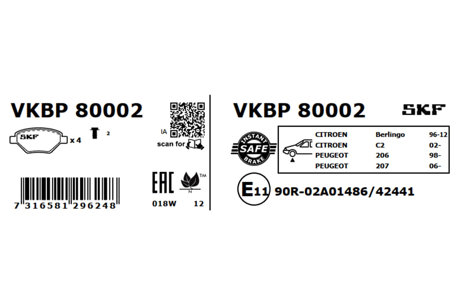 SKF Remblokset VKBP 80002