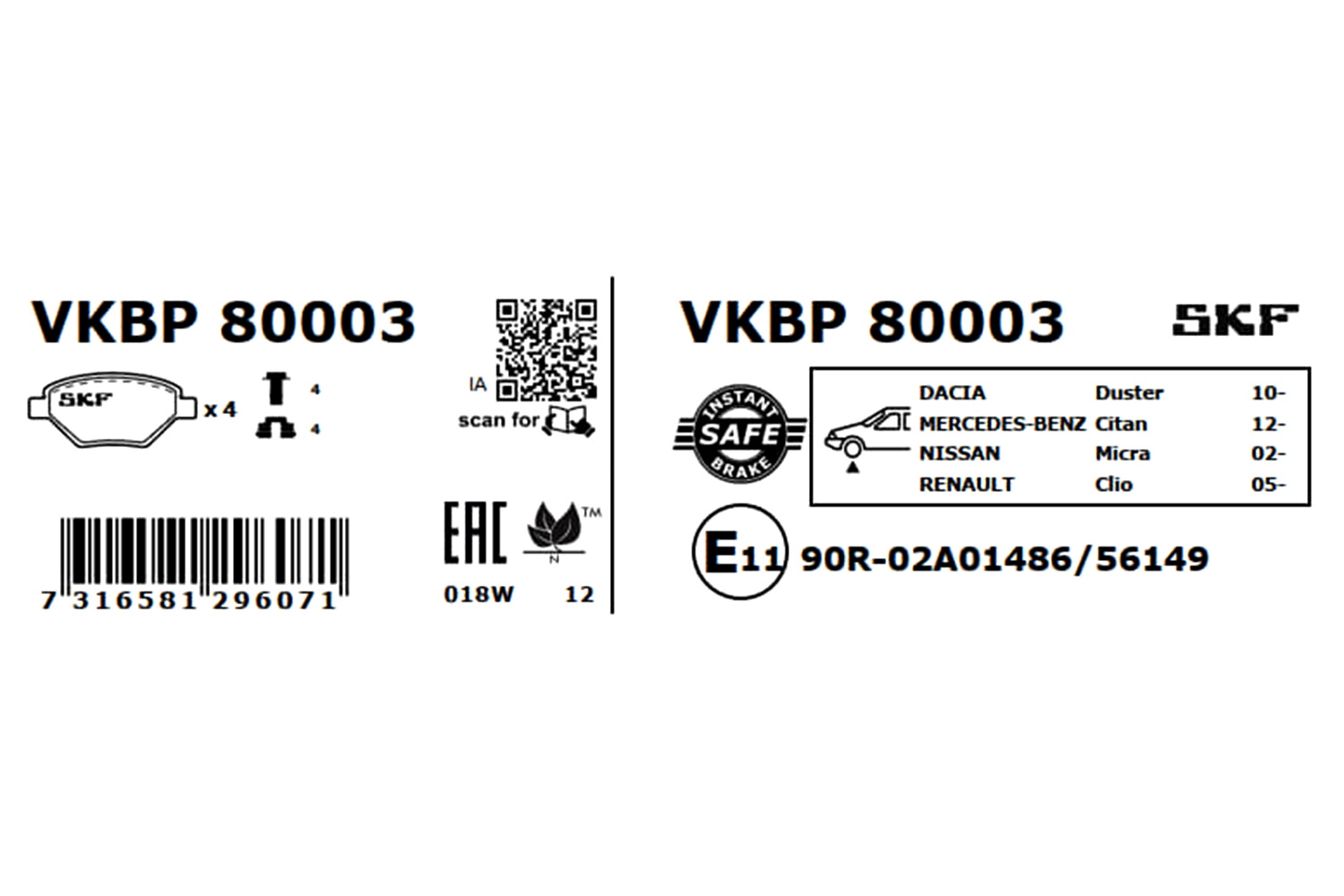 SKF Remblokset VKBP 80003