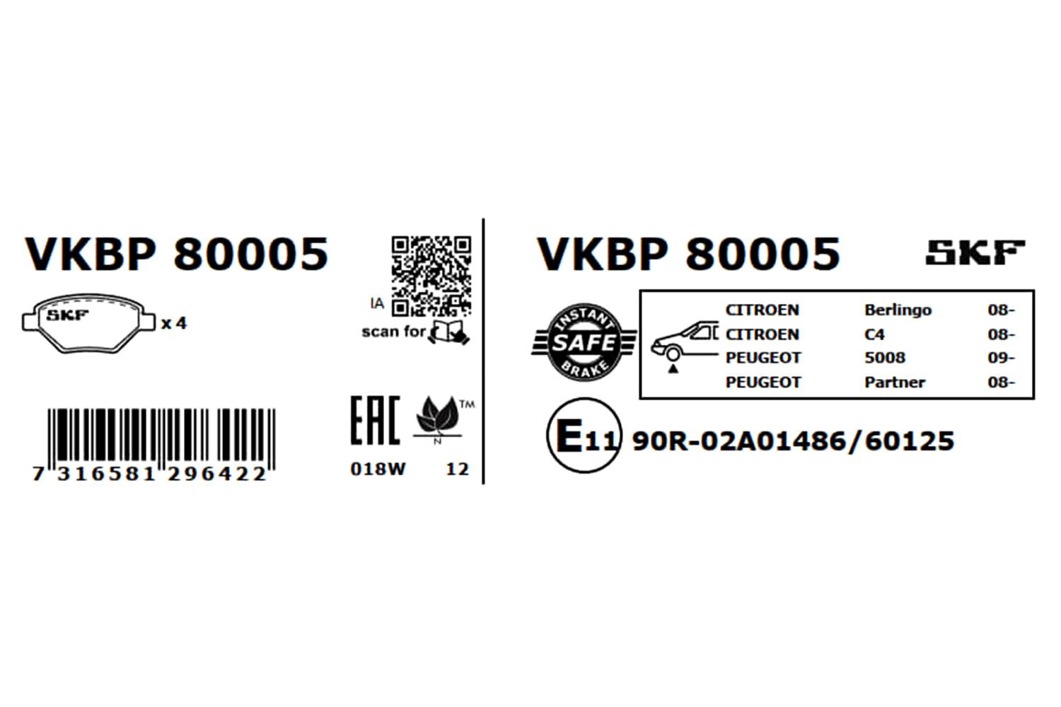 SKF Remblokset VKBP 80005