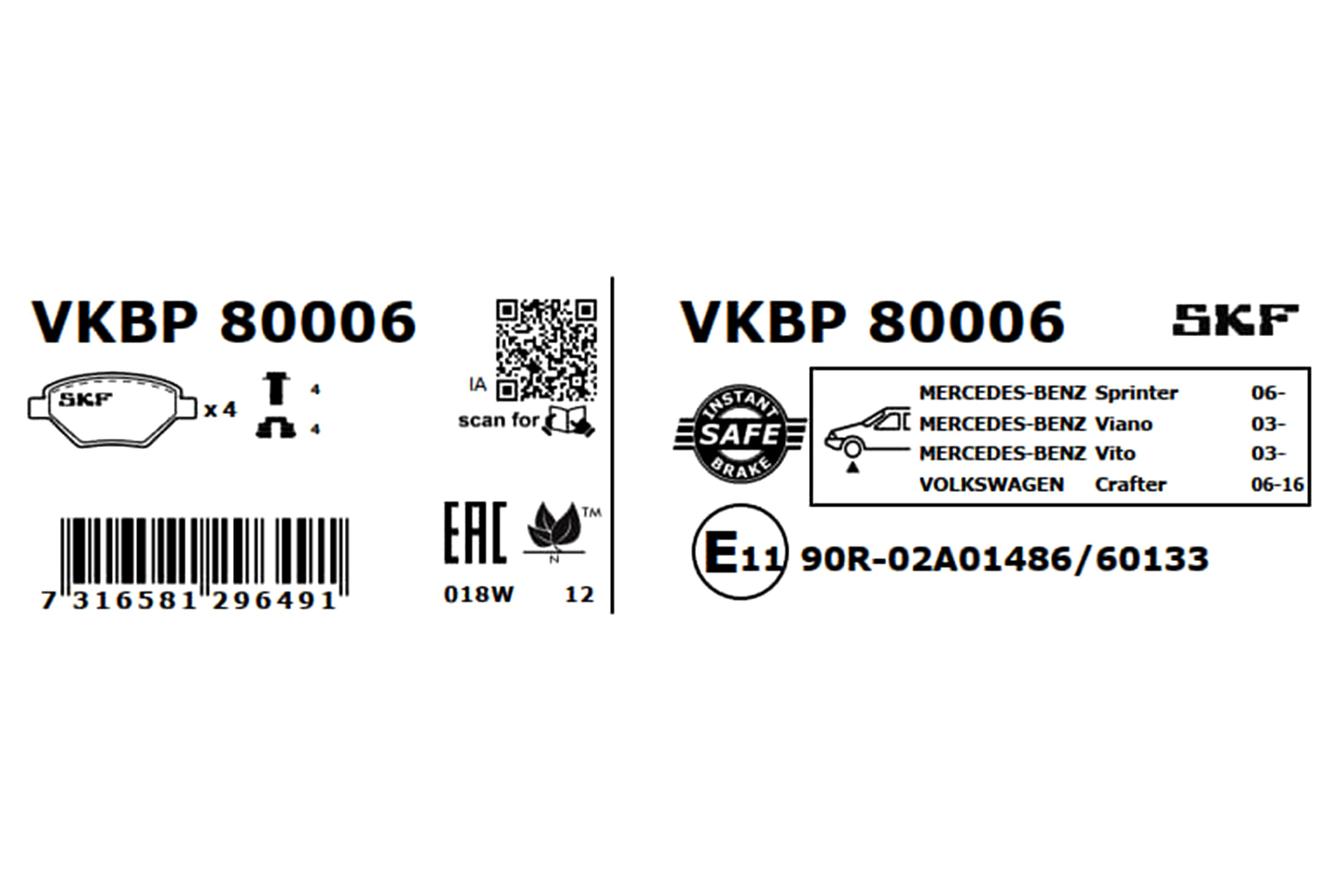 SKF Remblokset VKBP 80006