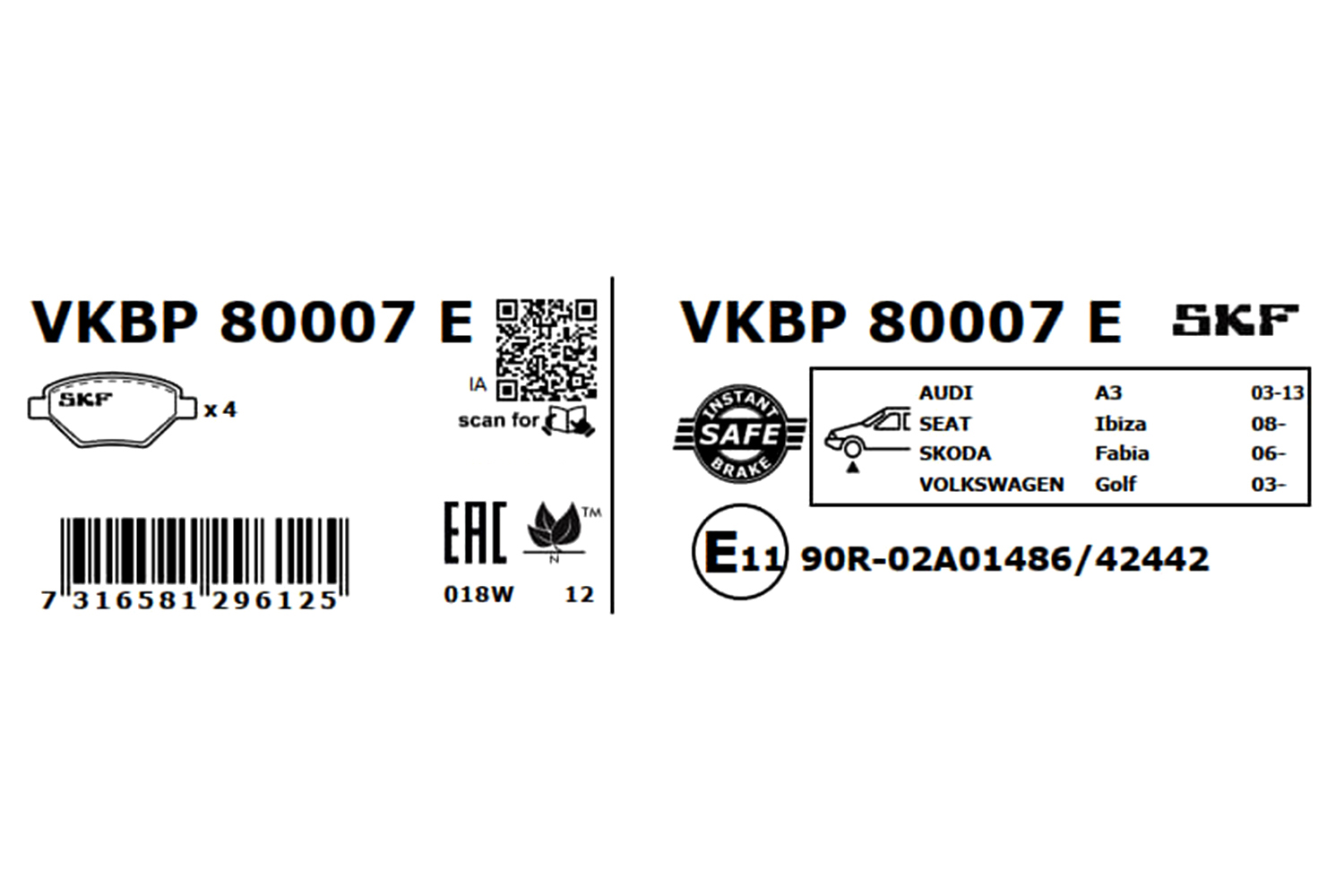 SKF Remblokset VKBP 80007 E