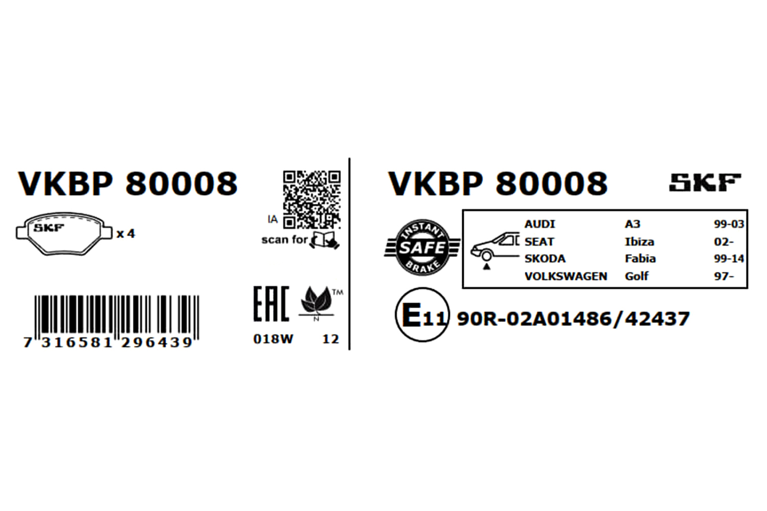 SKF Remblokset VKBP 80008