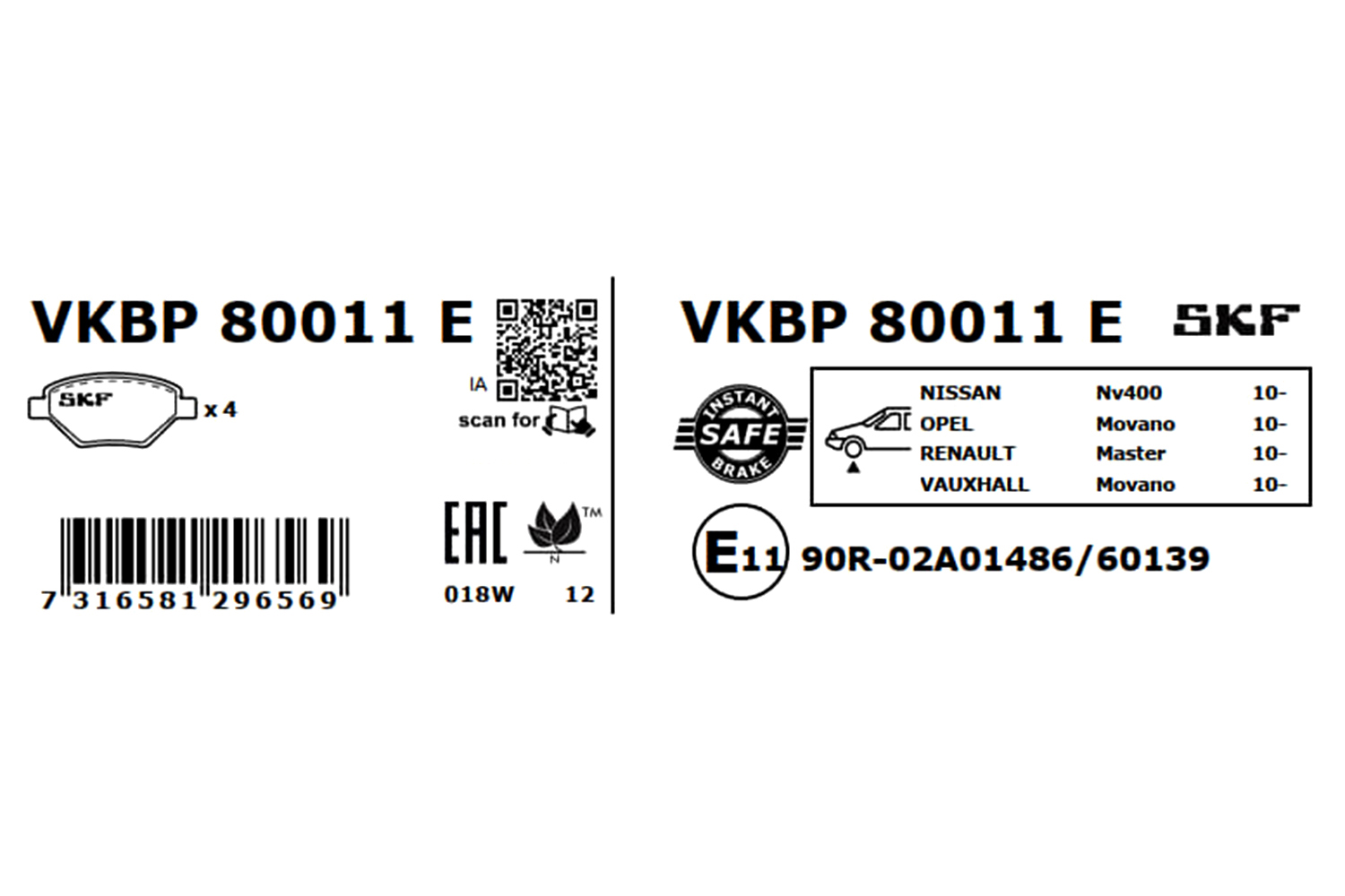 SKF Remblokset VKBP 80011 E