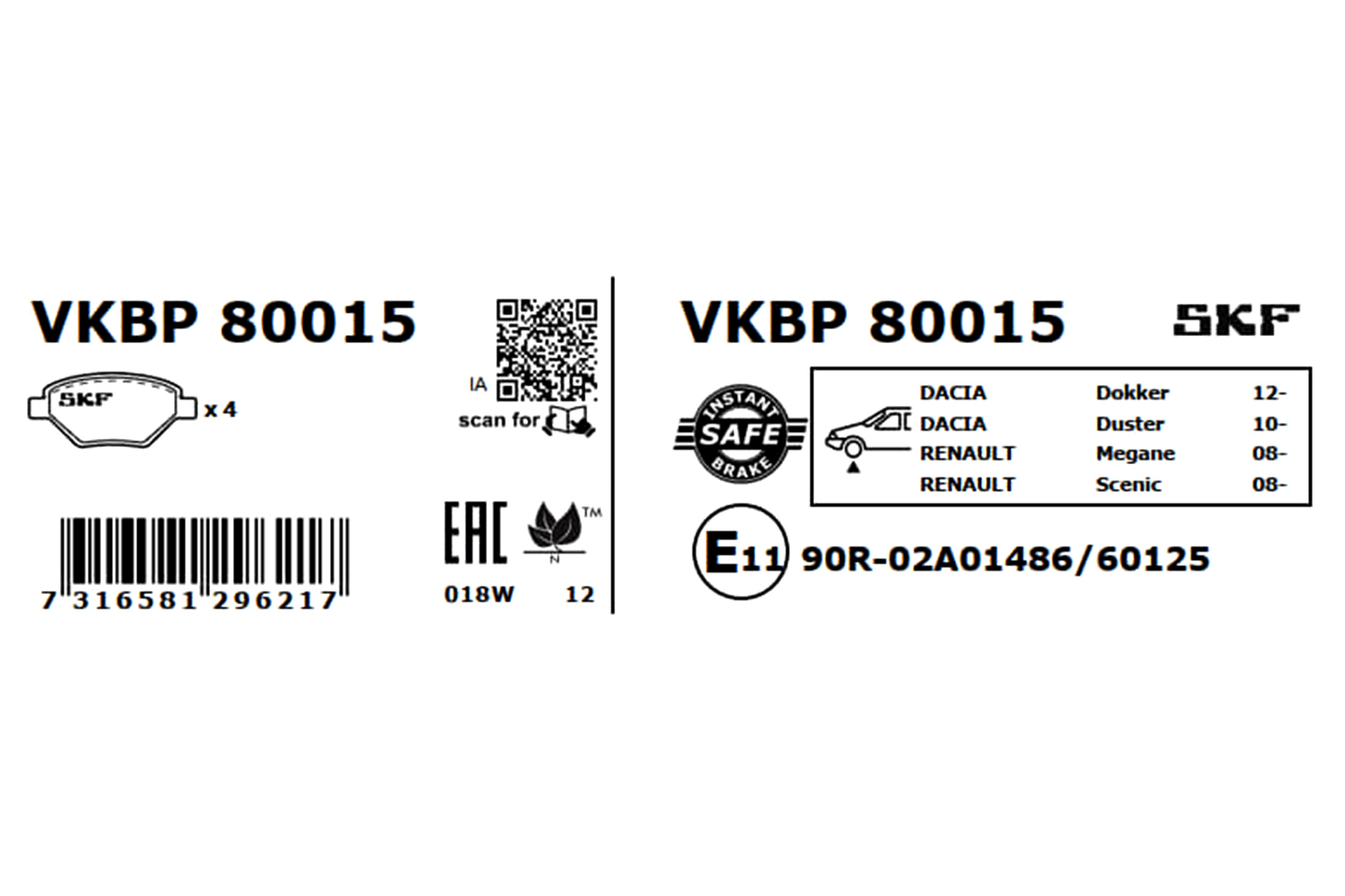 SKF Remblokset VKBP 80015