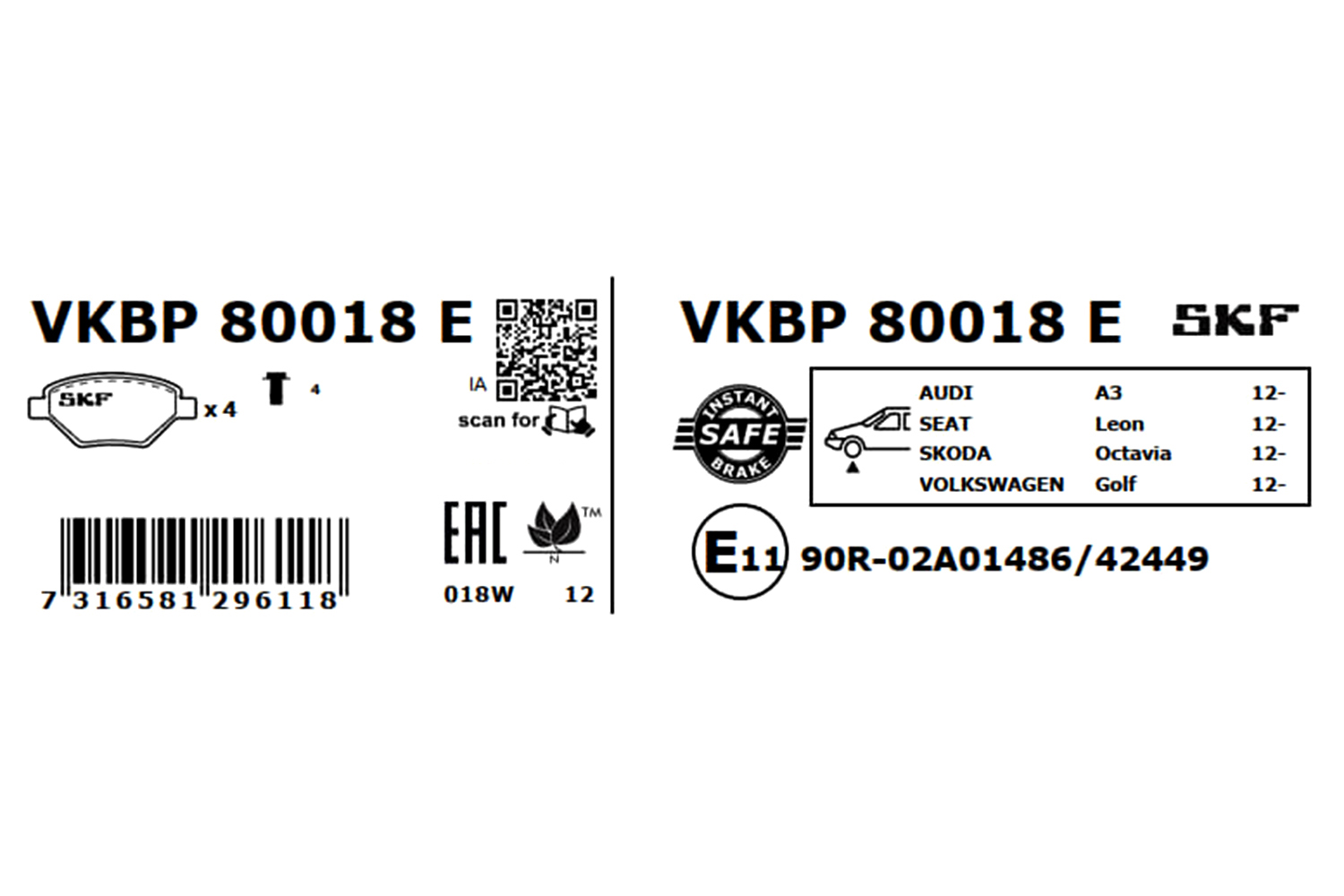 SKF Remblokset VKBP 80018 E