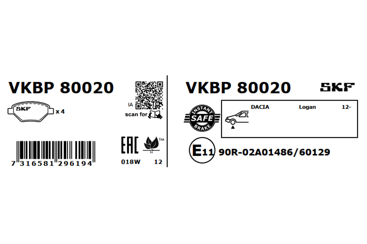 SKF Remblokset VKBP 80020