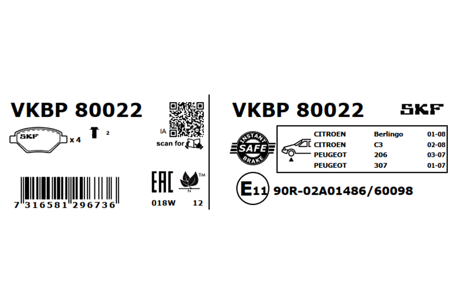 SKF Remblokset VKBP 80022