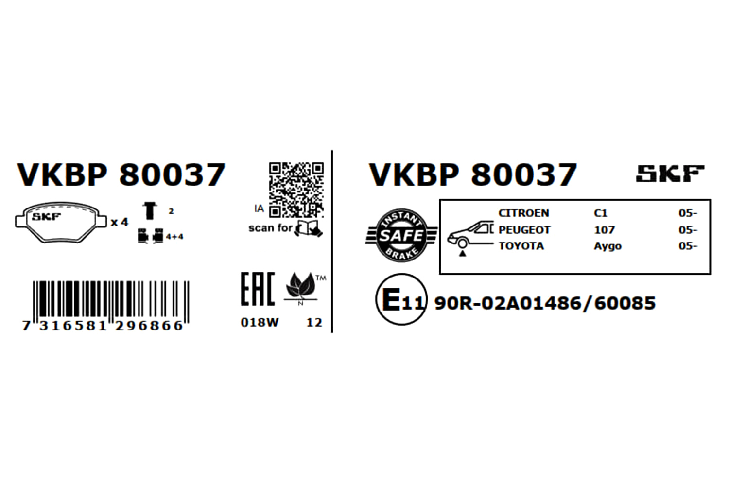 SKF Remblokset VKBP 80037