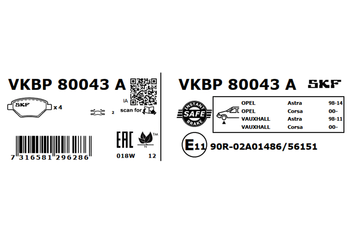 SKF Remblokset VKBP 80043 A