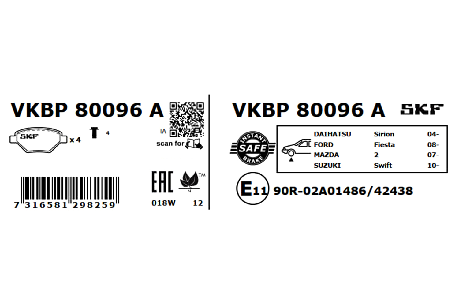 SKF Remblokset VKBP 80096 A