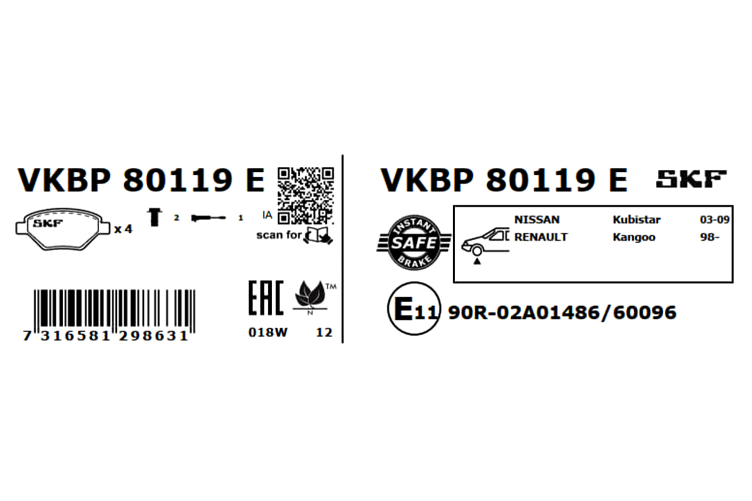 SKF Remblokset VKBP 80119 E