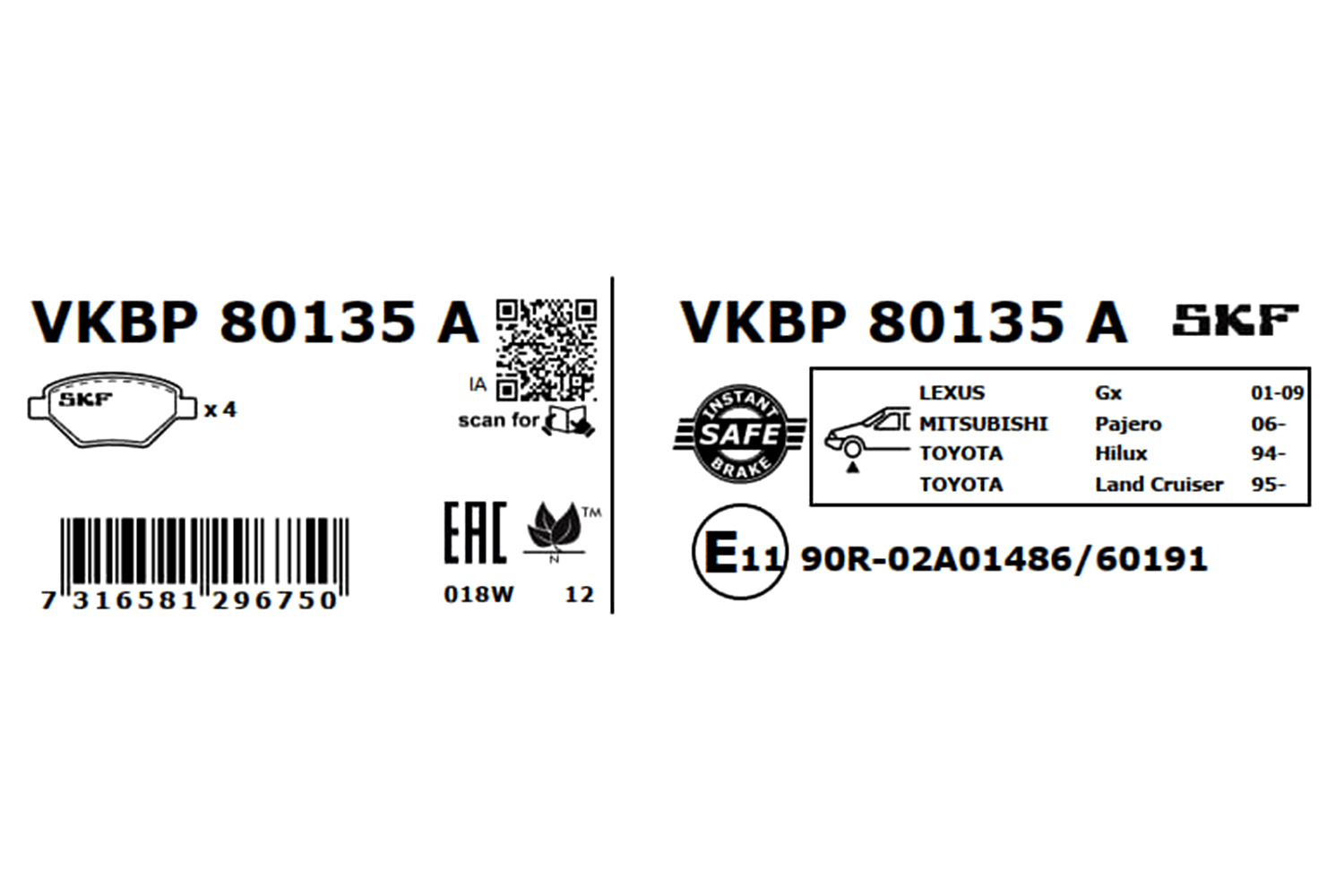 SKF Remblokset VKBP 80135 A