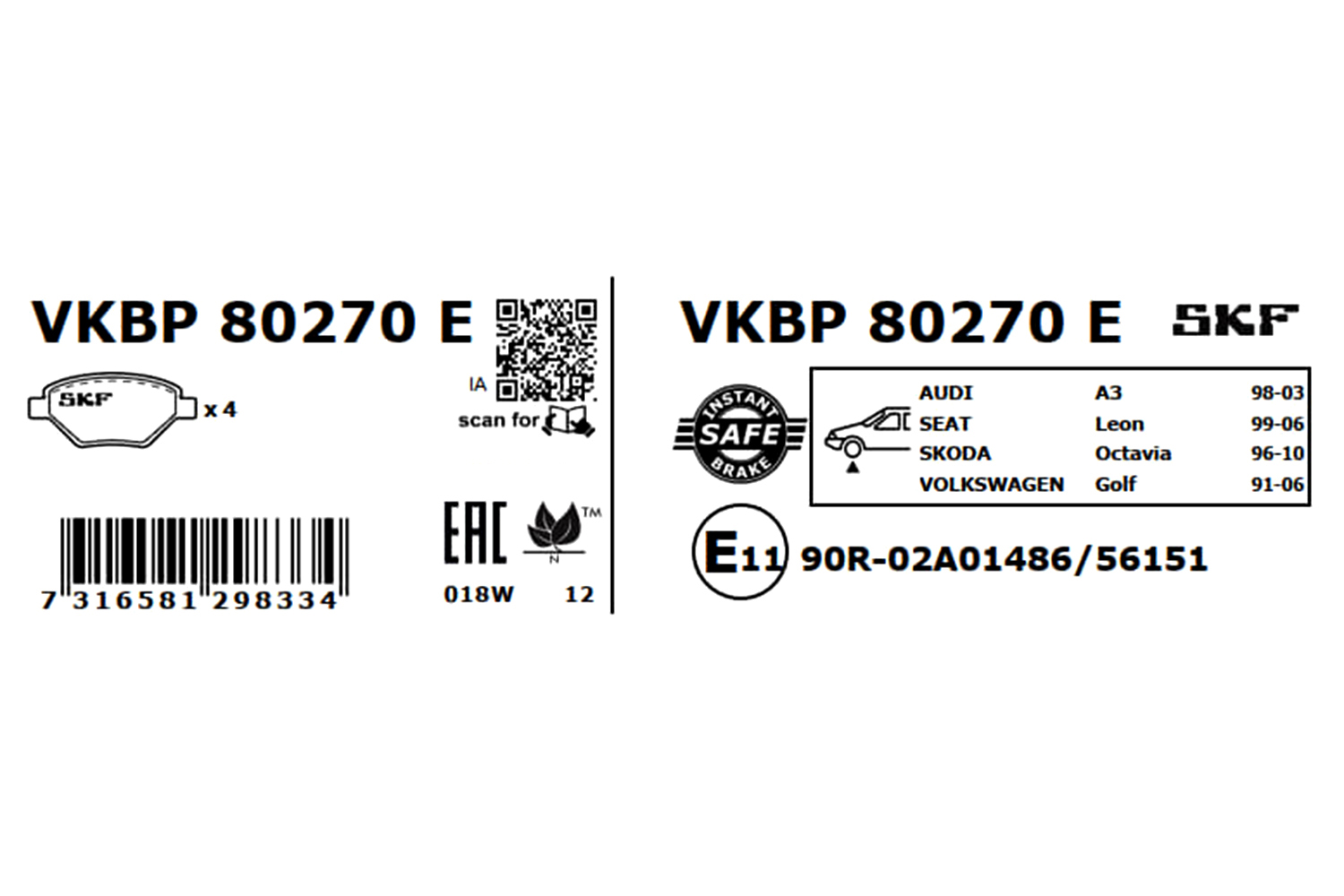 SKF Remblokset VKBP 80270 E