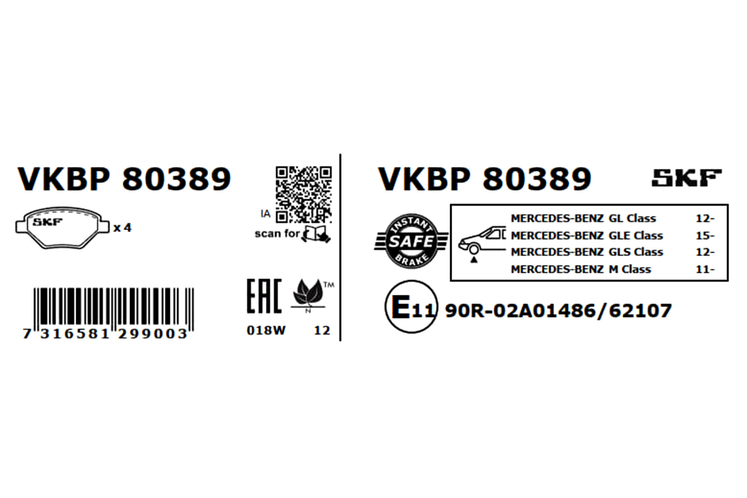 SKF Remblokset VKBP 80389