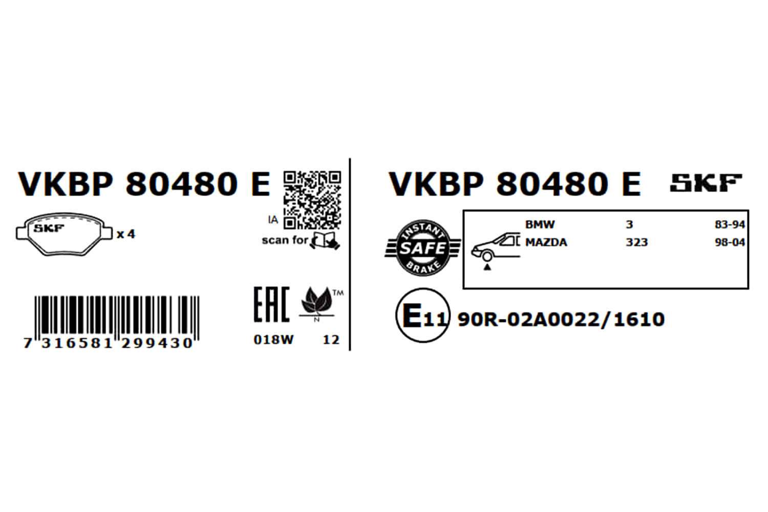 SKF Remblokset VKBP 80480 E