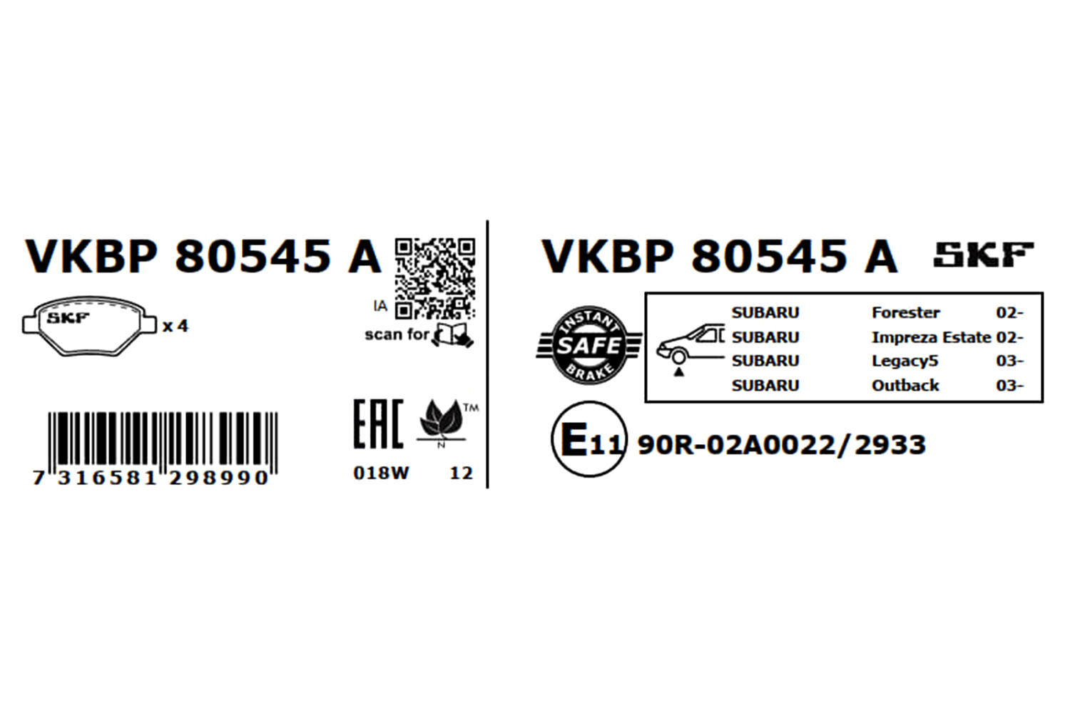 SKF Remblokset VKBP 80545 A