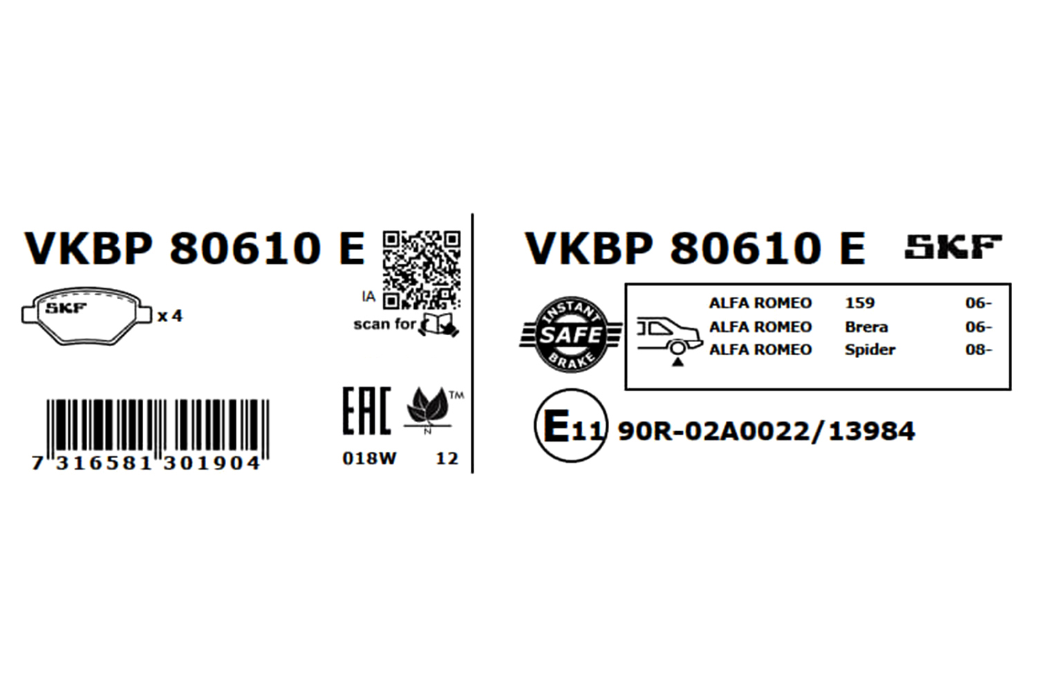 SKF Remblokset VKBP 80610 E