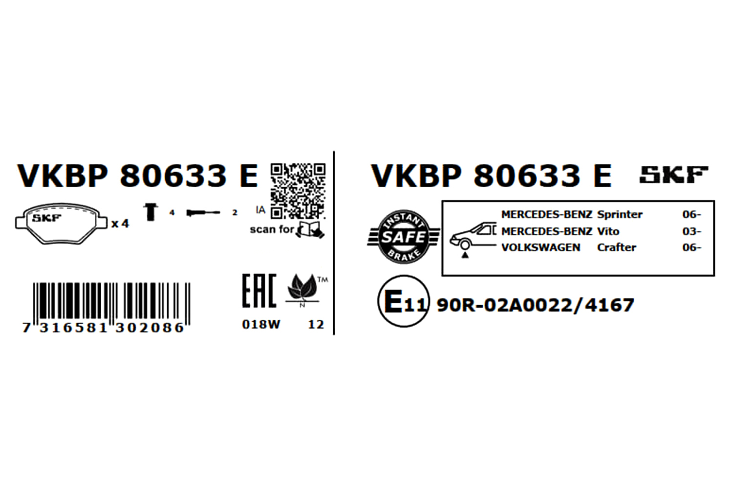 SKF Remblokset VKBP 80633 E