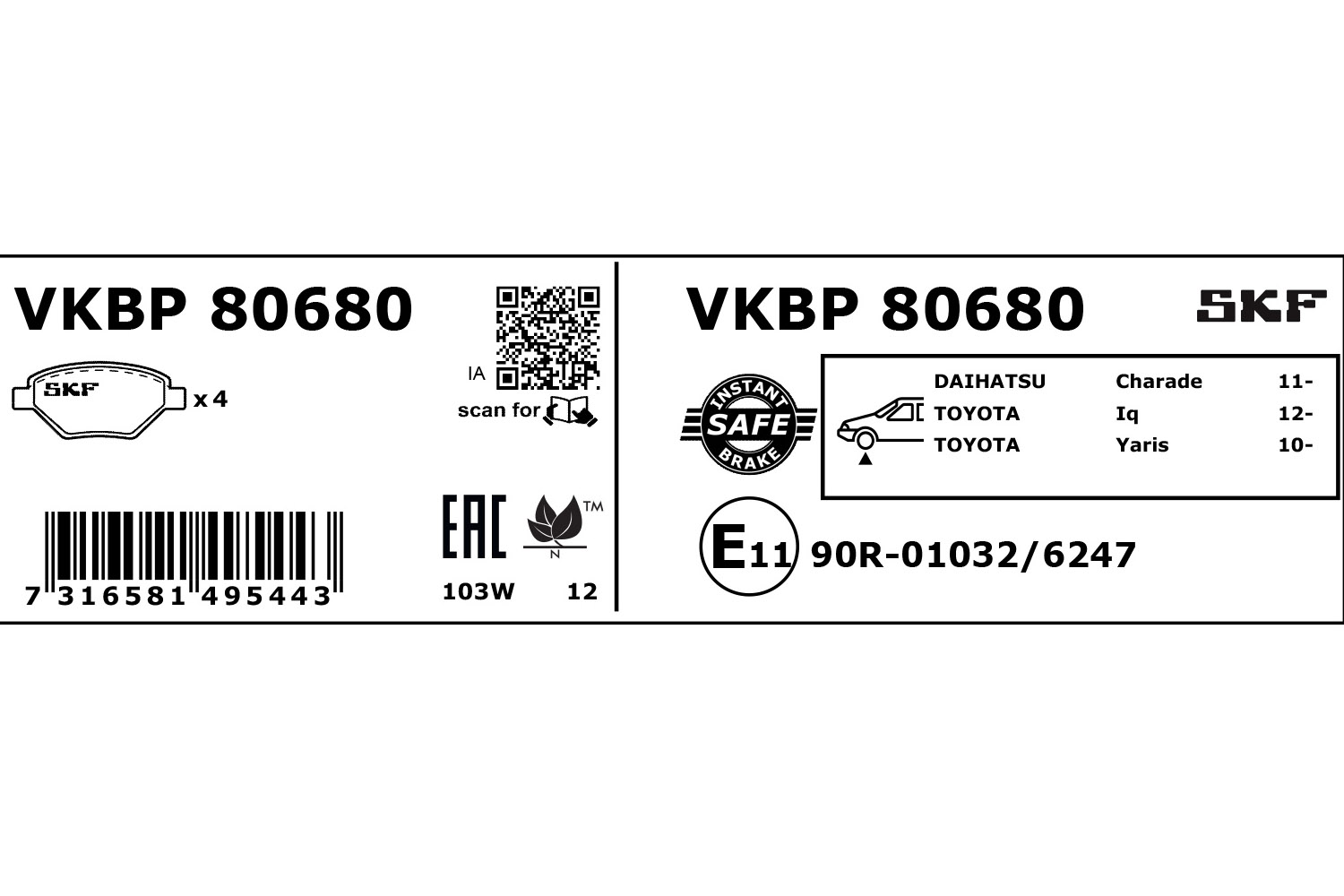 SKF Remblokset VKBP 80680