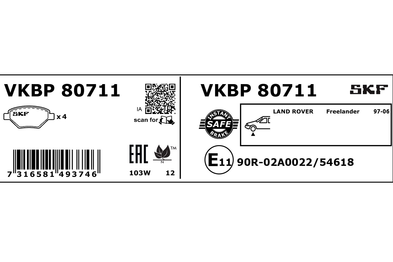 SKF Remblokset VKBP 80711