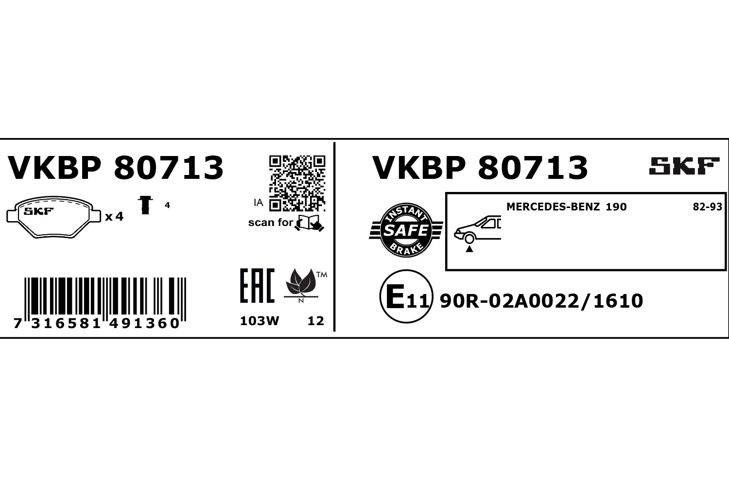 SKF Remblokset VKBP 80713