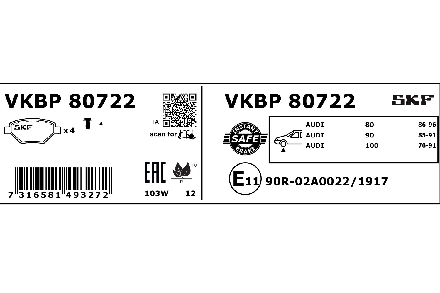 SKF Remblokset VKBP 80722