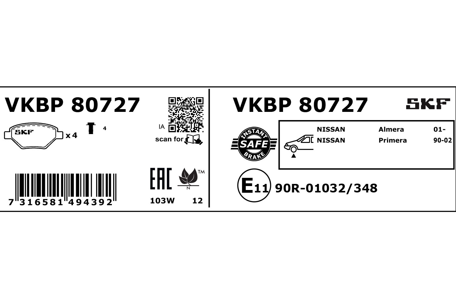 SKF Remblokset VKBP 80727