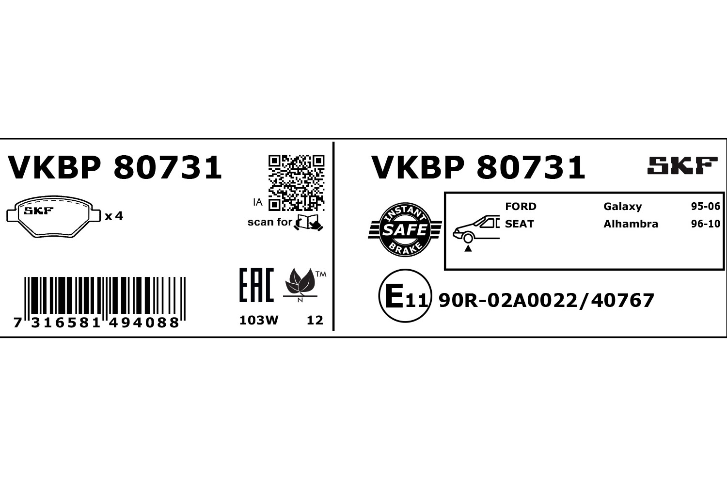 SKF Remblokset VKBP 80731