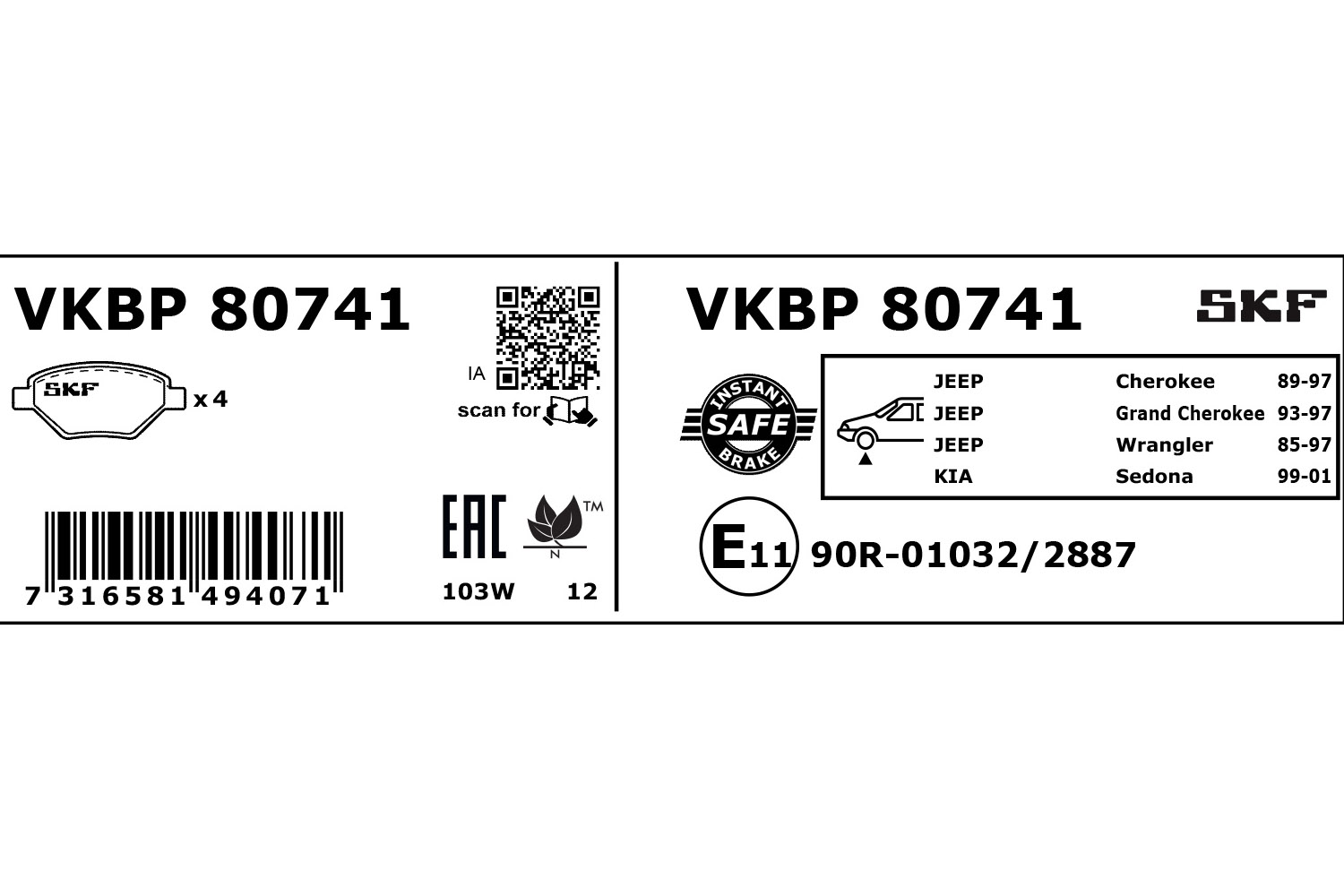 SKF Remblokset VKBP 80741