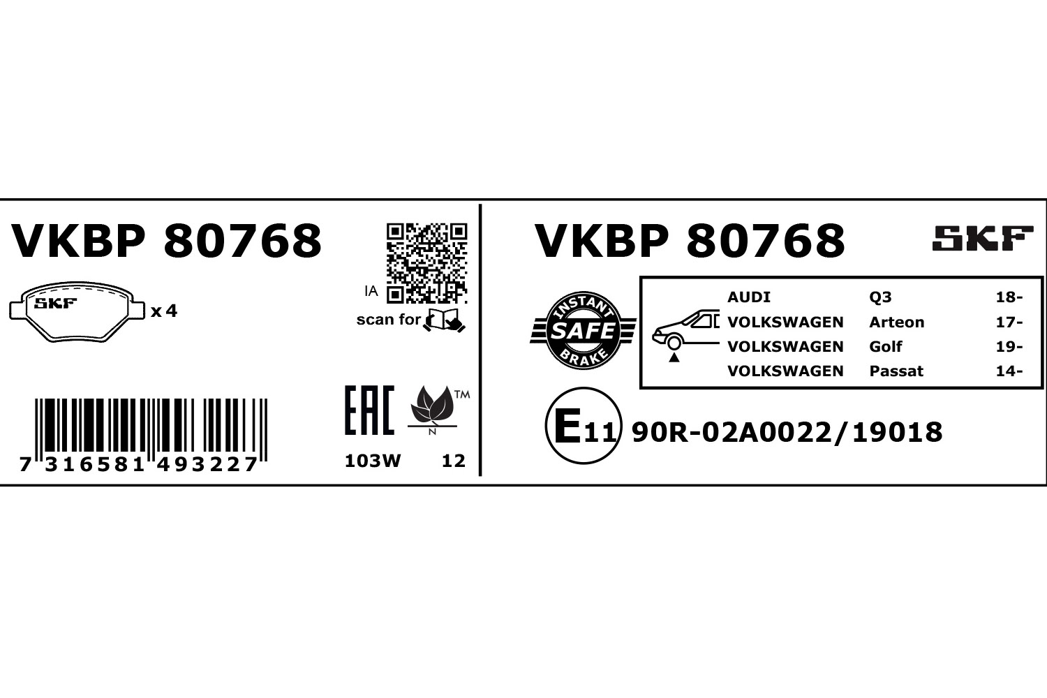 SKF Remblokset VKBP 80768