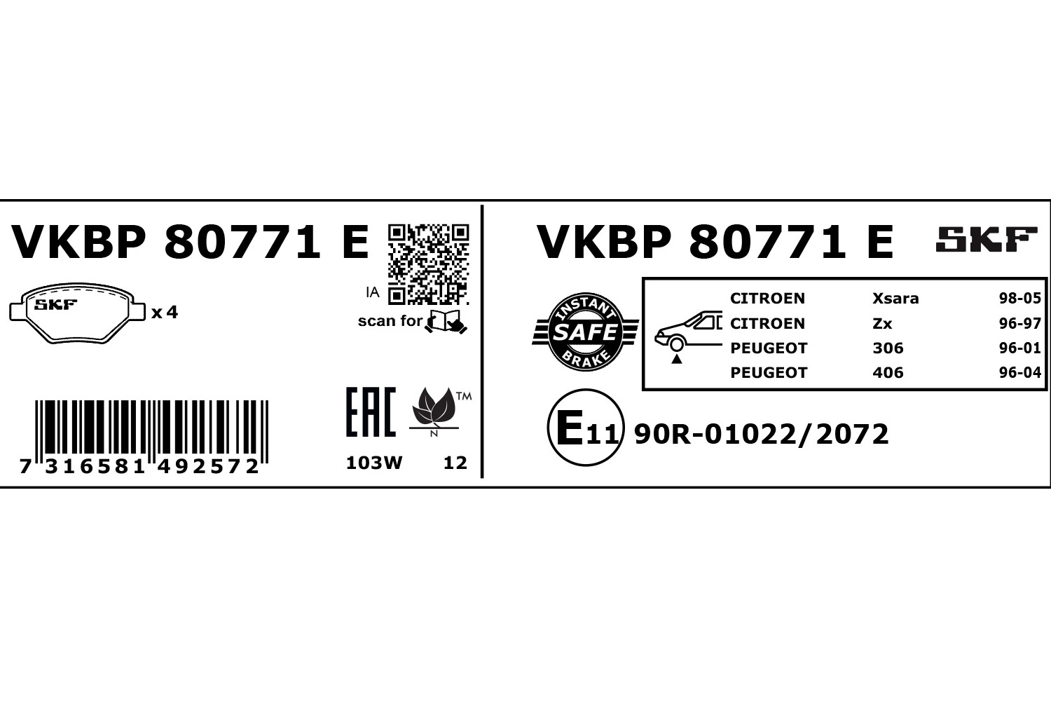 SKF Remblokset VKBP 80771 E