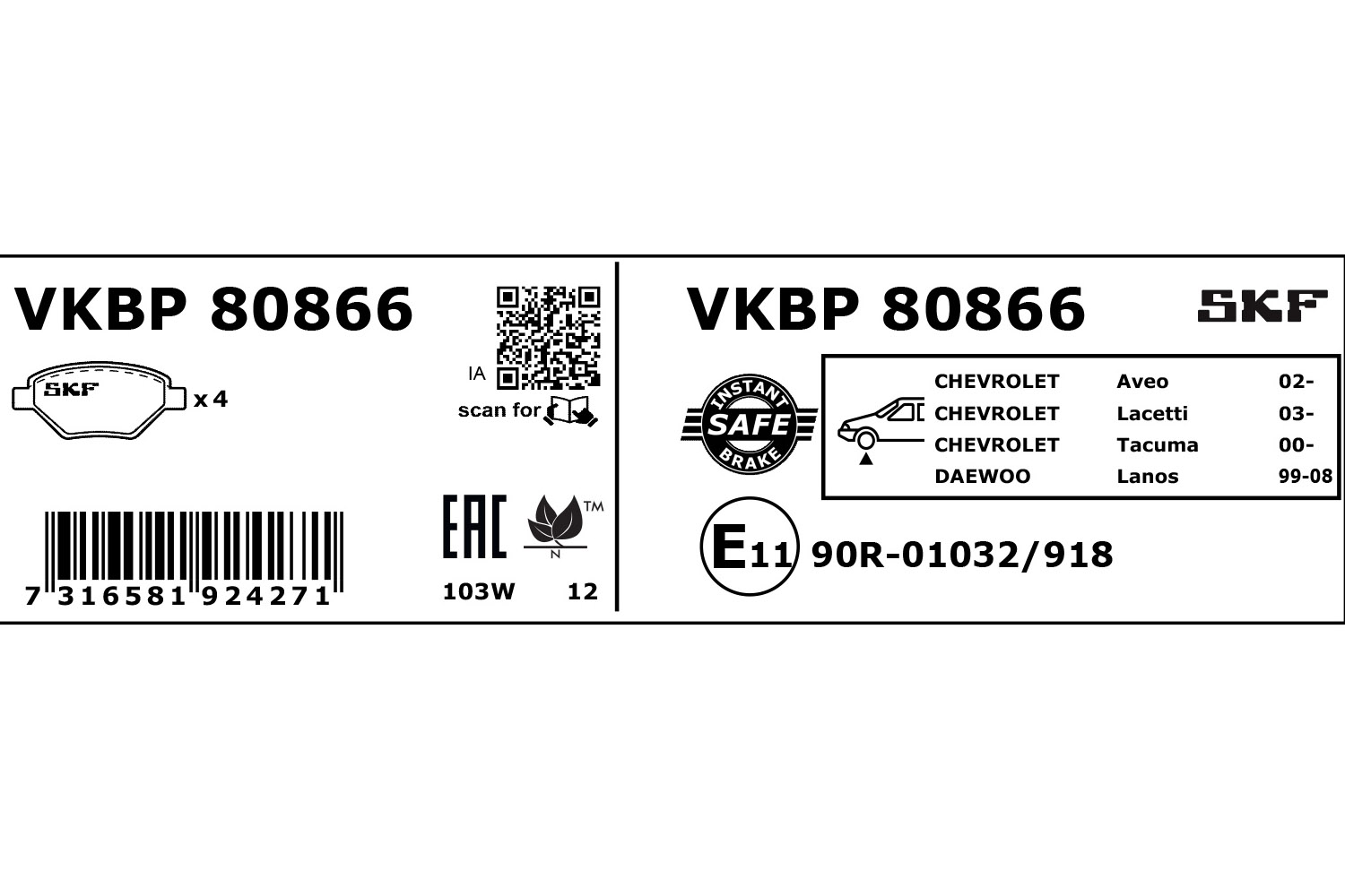 SKF Remblokset VKBP 80866