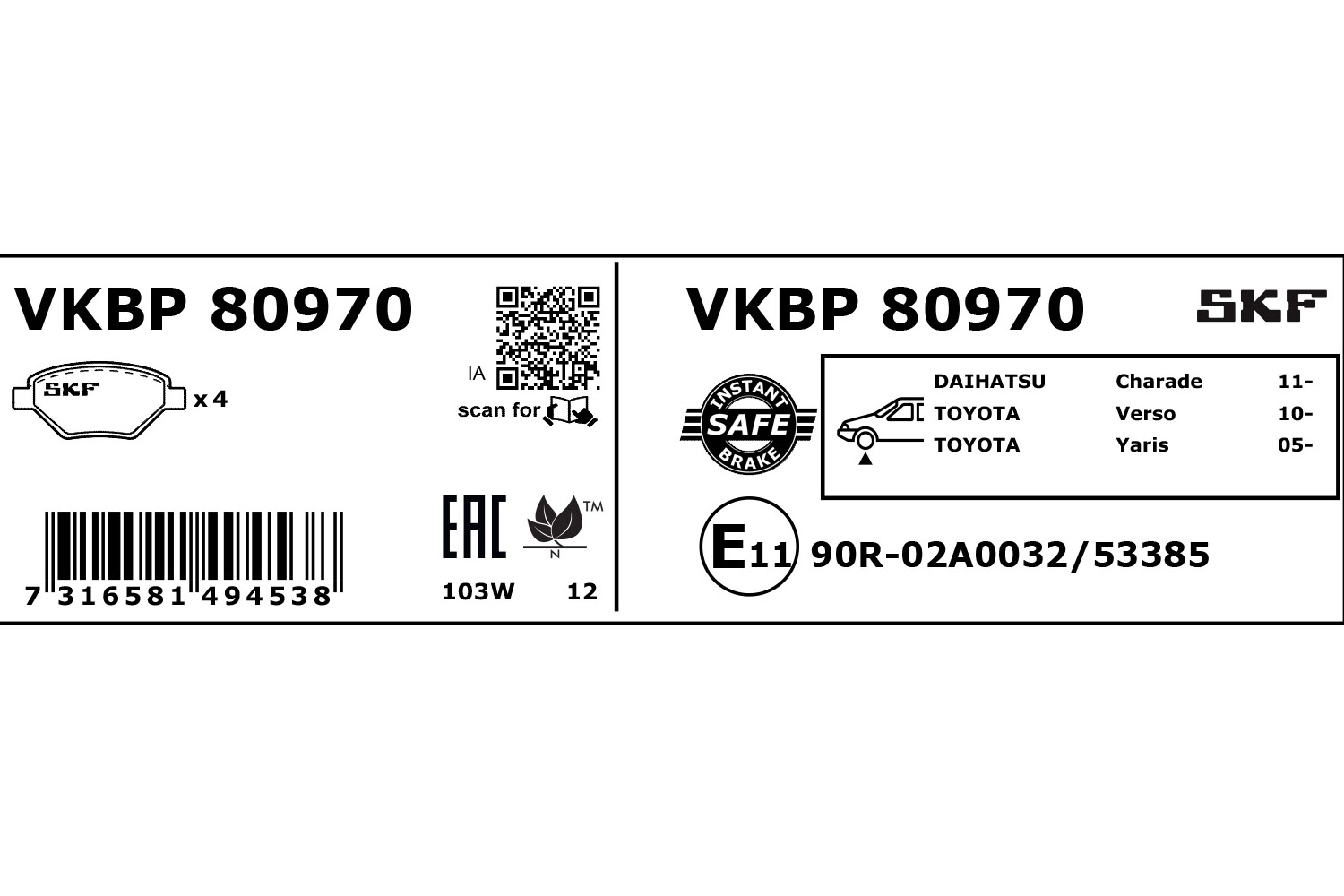 SKF Remblokset VKBP 80970