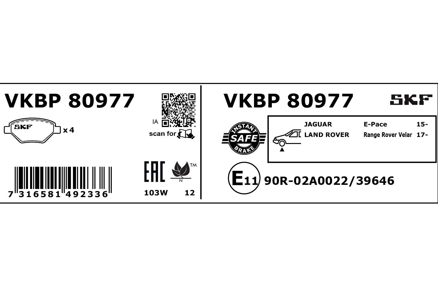 SKF Remblokset VKBP 80977
