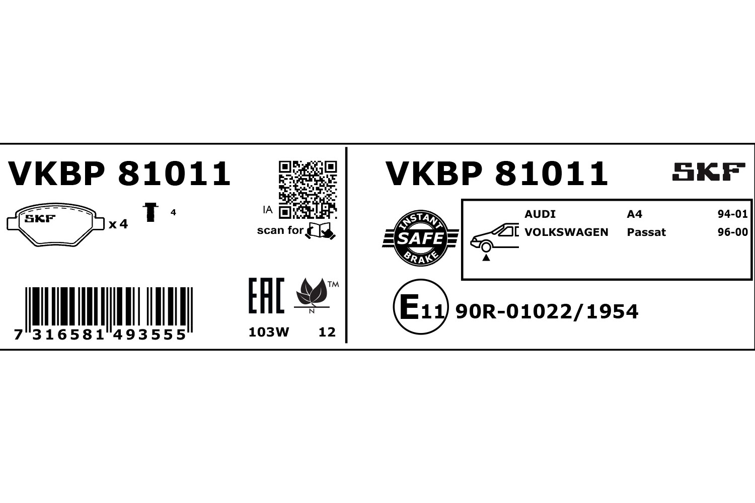 SKF Remblokset VKBP 81011
