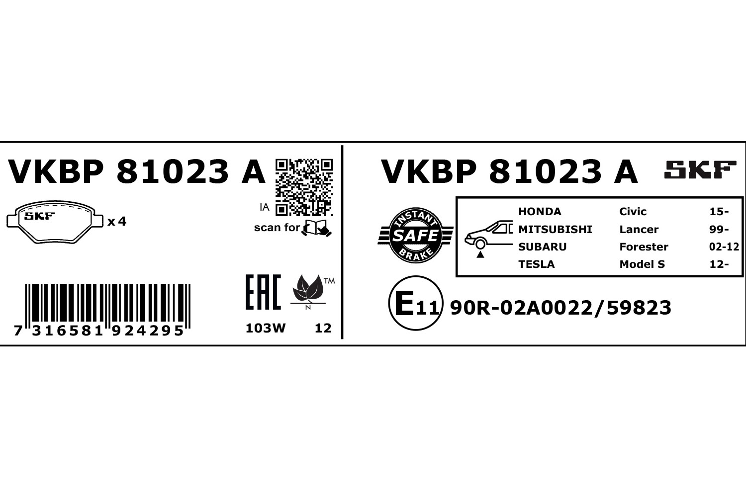 SKF Remblokset VKBP 81023 A