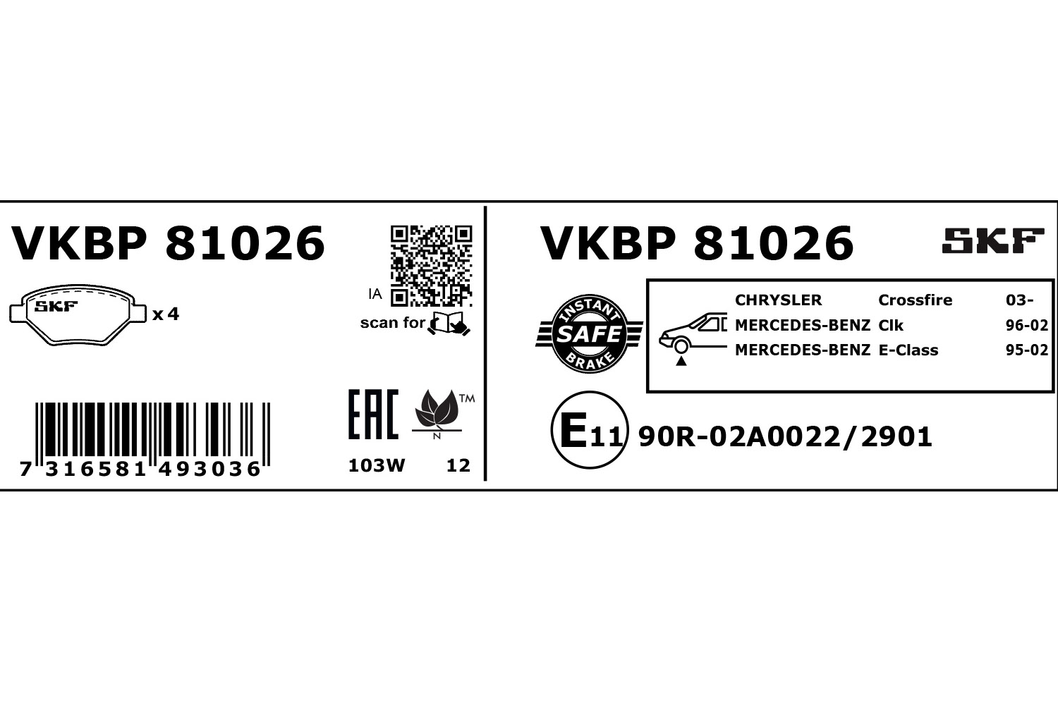 SKF Remblokset VKBP 81026