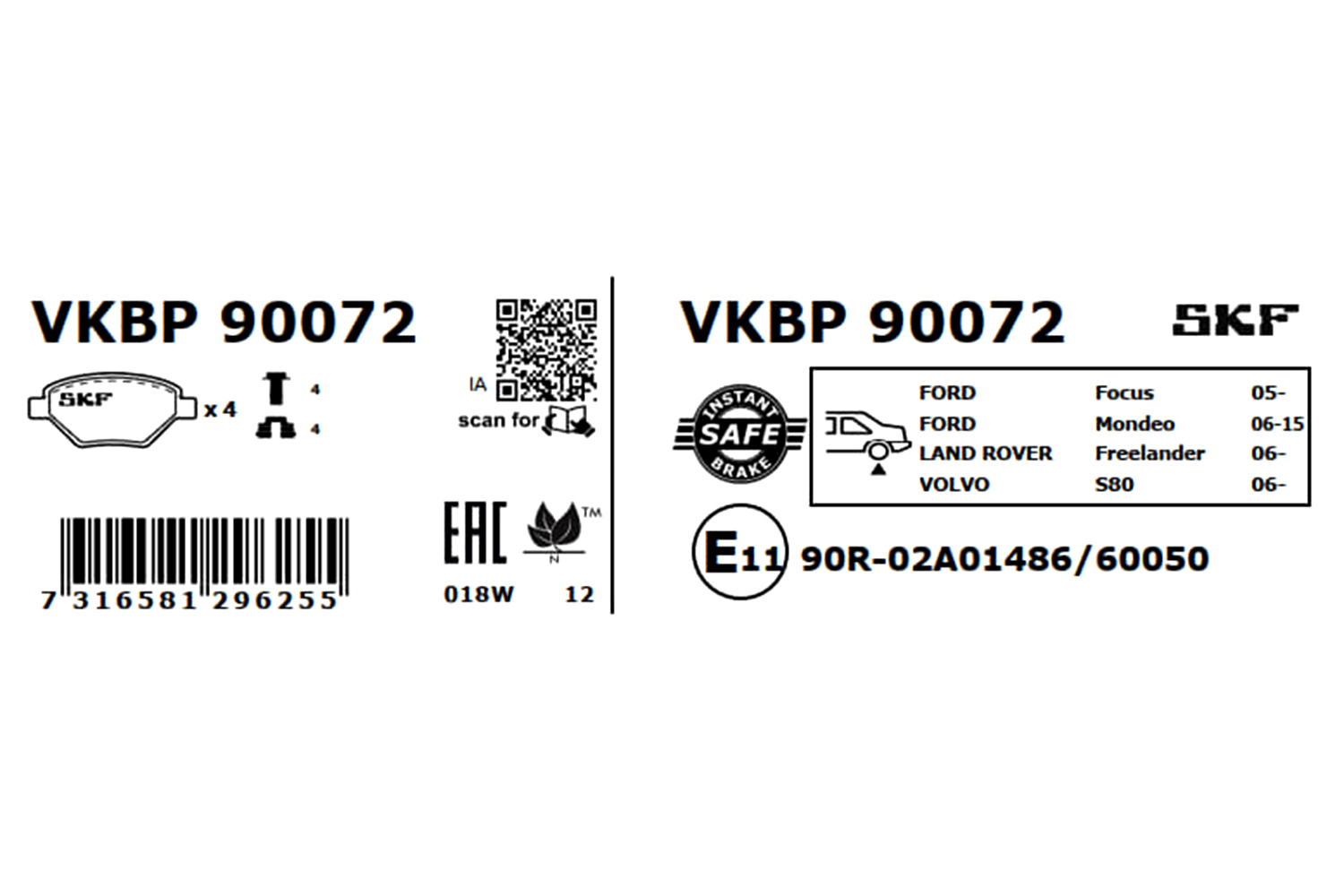 SKF Remblokset VKBP 90072