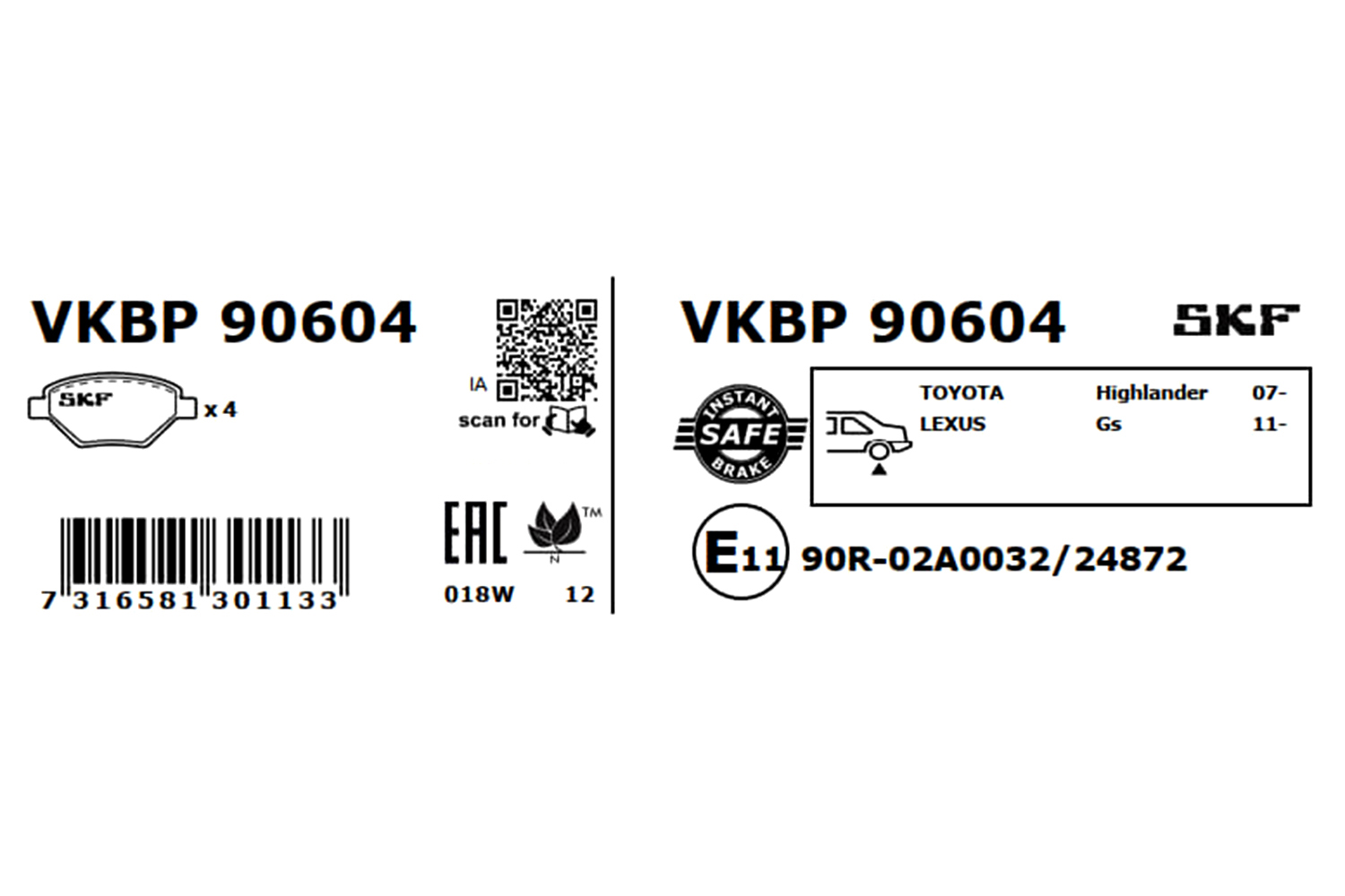 SKF Remblokset VKBP 90604