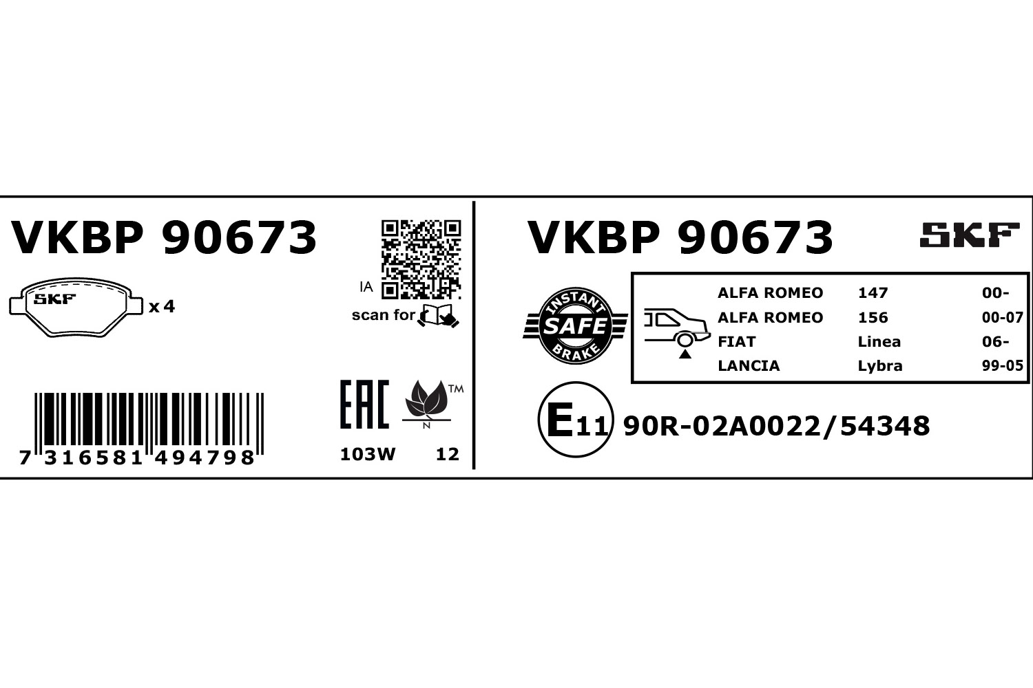 SKF Remblokset VKBP 90673