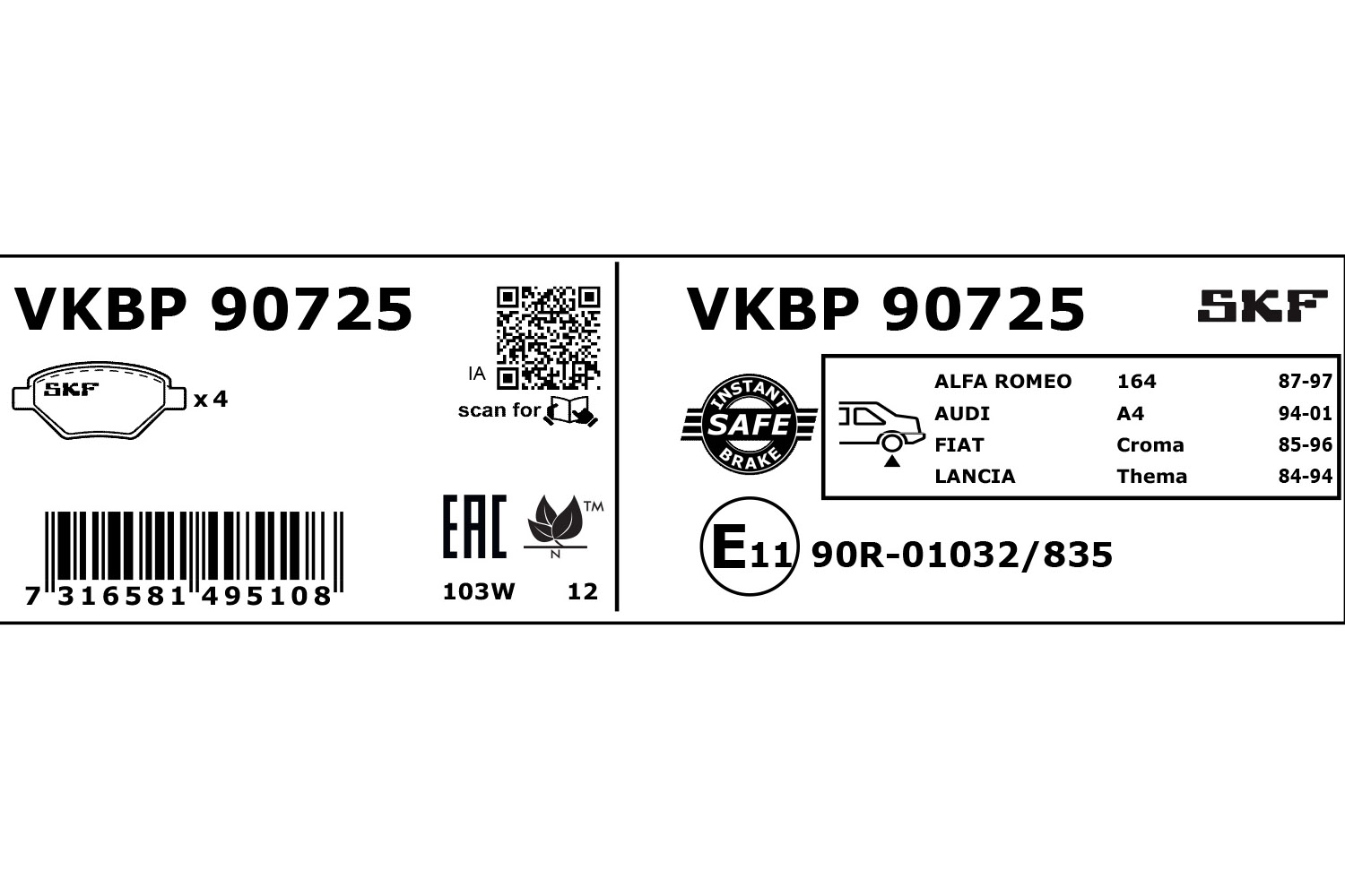 SKF Remblokset VKBP 90725