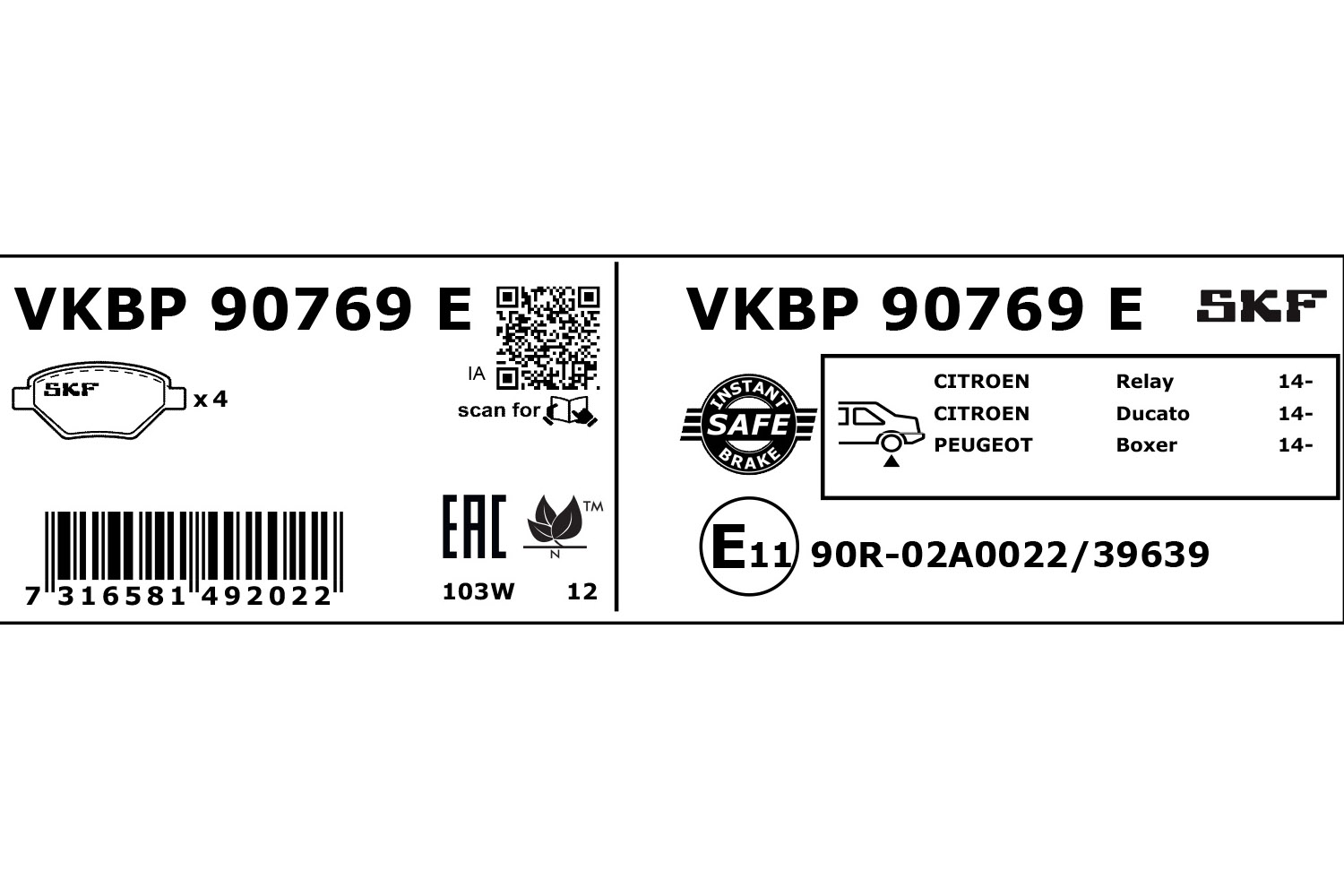 SKF Remblokset VKBP 90769 E