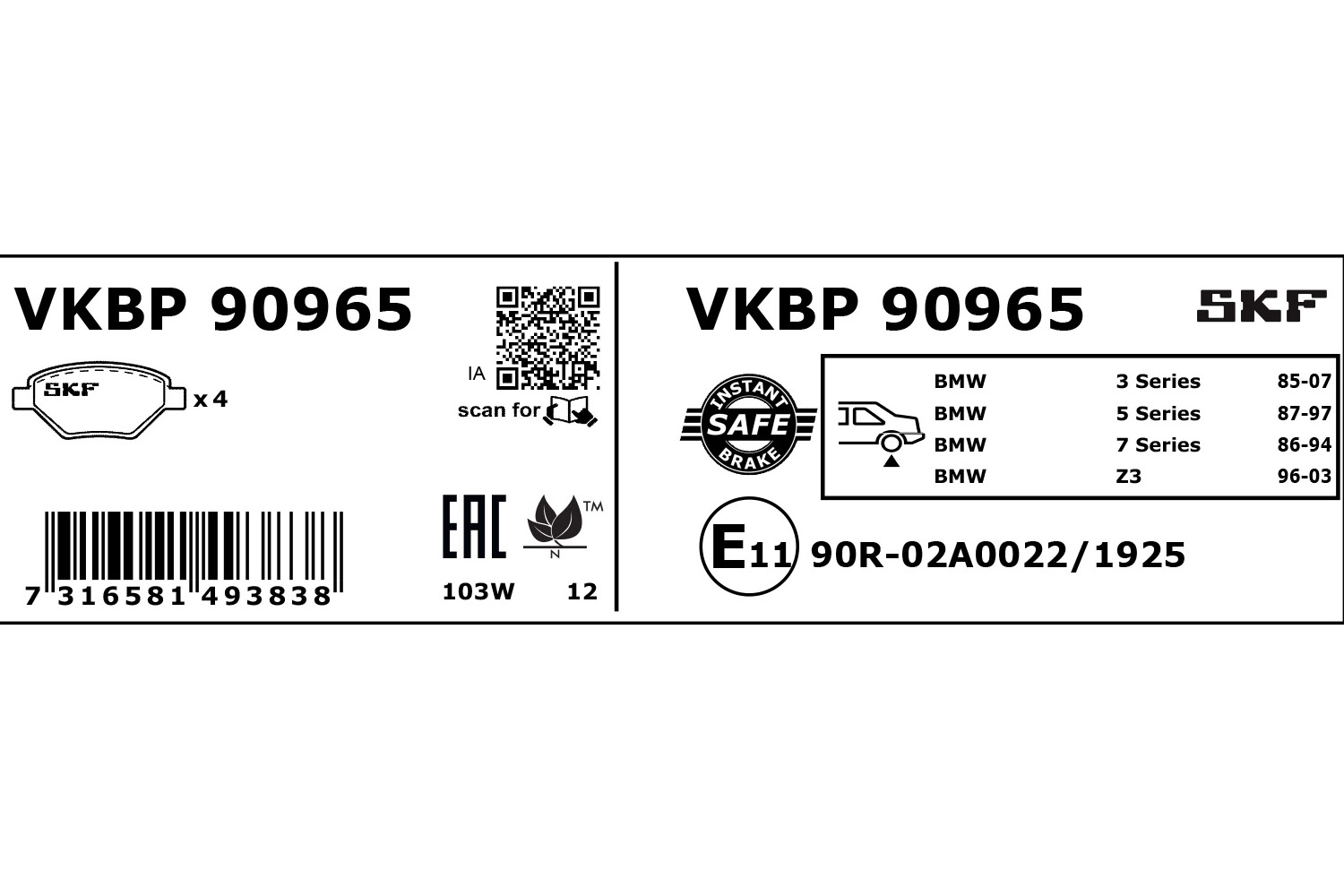 SKF Remblokset VKBP 90965