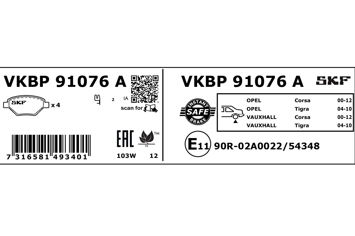 SKF Remblokset VKBP 91076 A