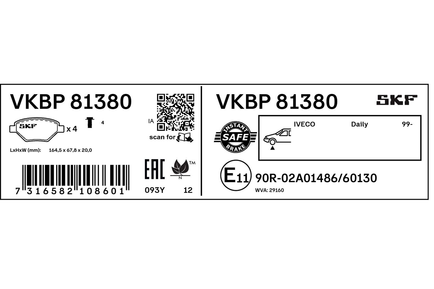SKF Remblokkenset, schijfrem VKBP 81380